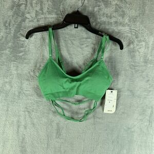 Cotton On Body Women's Sports Bra Seamless Tiny Tie Up Crop Green Chile M‎